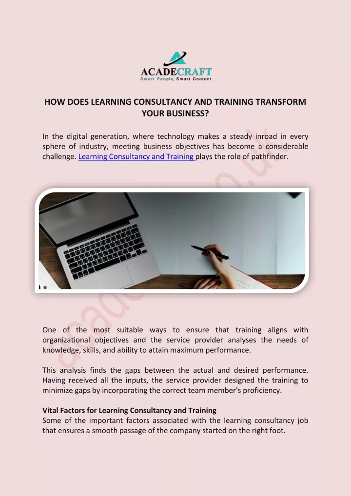 how does learning consultancy and training