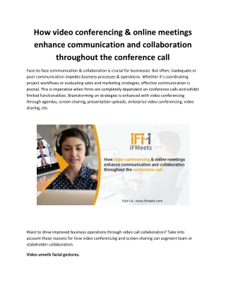 how video conferencing online meetings enhance