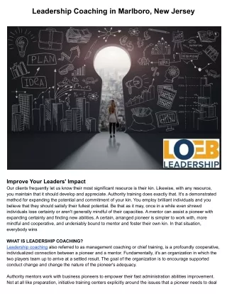 Leadership Coaching in Marlboro, New Jersey-Loeb Leadership