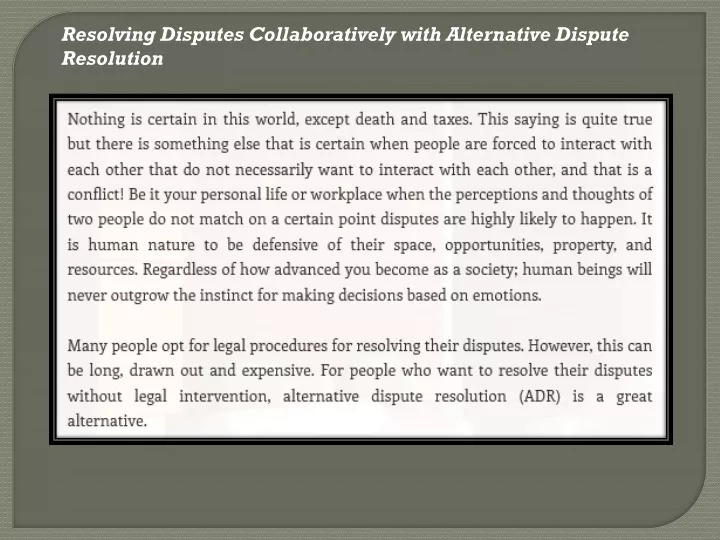 resolving disputes collaboratively with