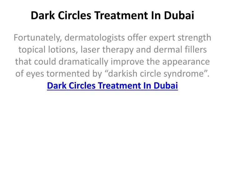 dark circles treatment in dubai