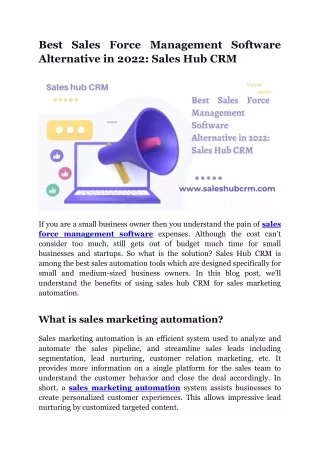 Best Sales Force Management Software Alternative in 2022_ SalesHub CRM