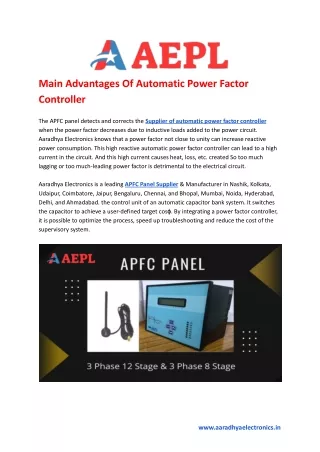Main Advantages Of Automatic Power Factor Controller