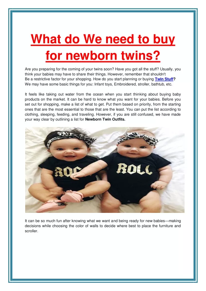 what do we need to buy for newborn twins