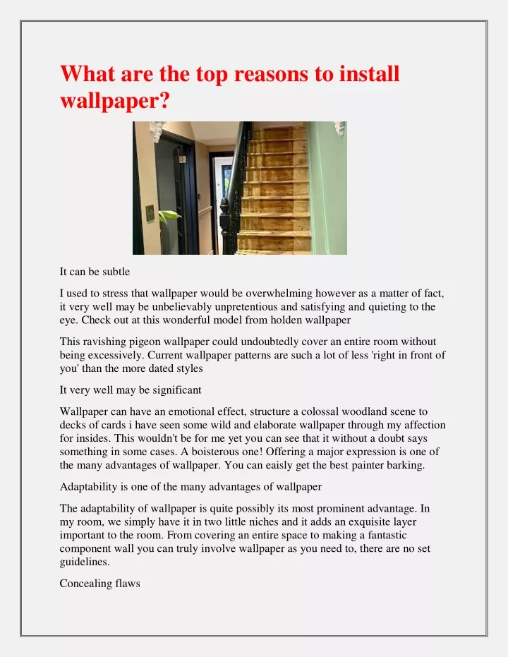 what are the top reasons to install wallpaper