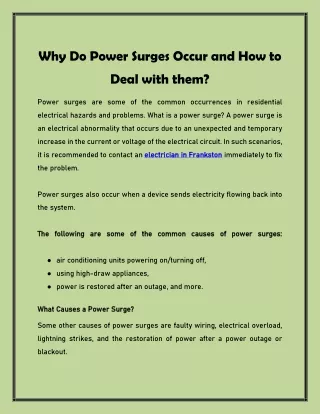 Why Do Power Surges Occur and How to Deal with them