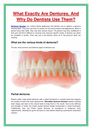 what exactly are dentures and why do dentists