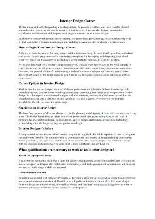 interior design career