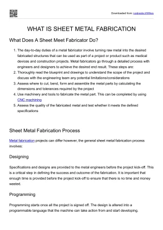 Sheet metal fabrication