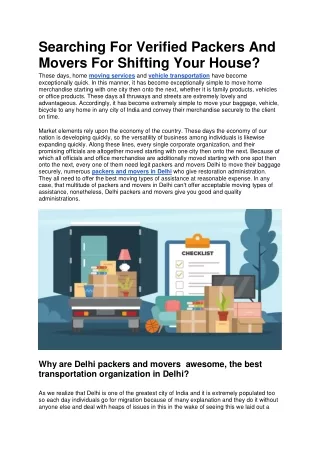 searching for verified packers and movers