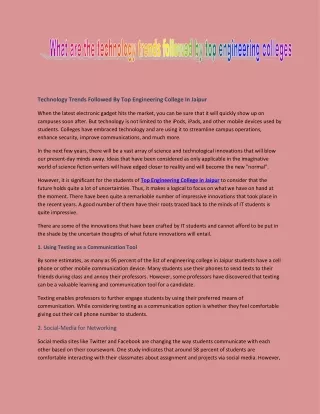 technology trends followed by top engineering