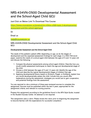 nrs 434vn o500 developmental assessment
