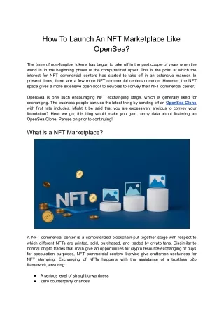 How To Launch An NFT Marketplace Like OpenSea
