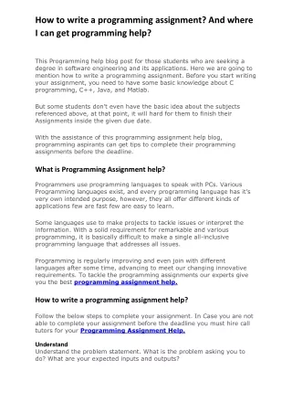 Programming assignment help