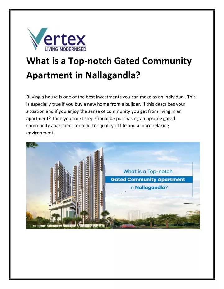 what is a top notch gated community apartment
