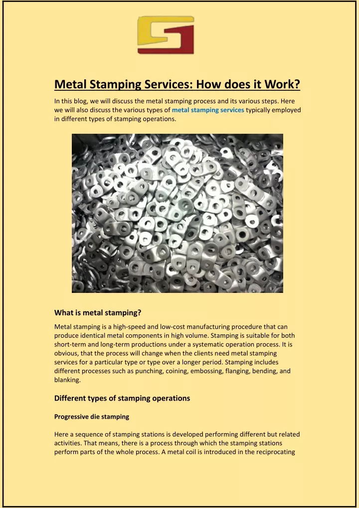 metal stamping services how does it work