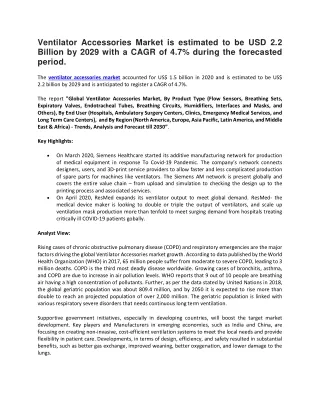 ventilator accessories market is estimated
