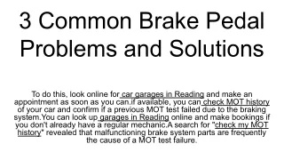 3 common brake pedal problems and solutions