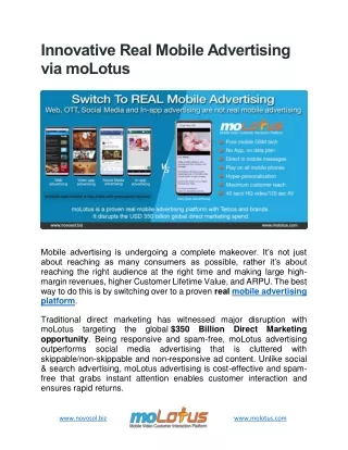 Scale your business by switching to moLotus real mobile advertising