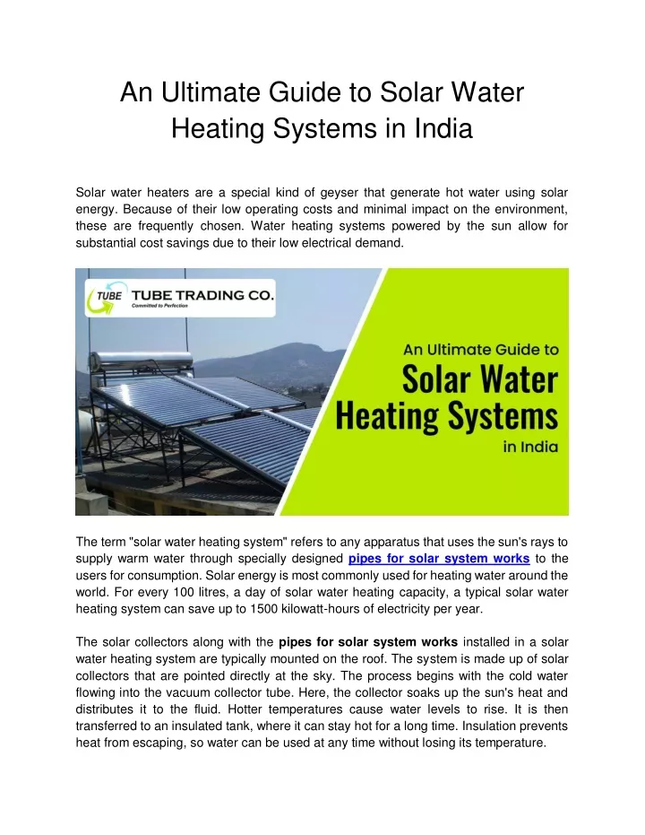 an ultimate guide to solar water heating systems