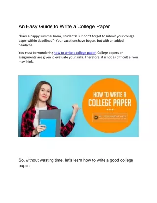 An Easy Guide to Write a College Paper