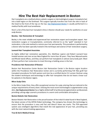Hire The Best Hair Replacement In Boston