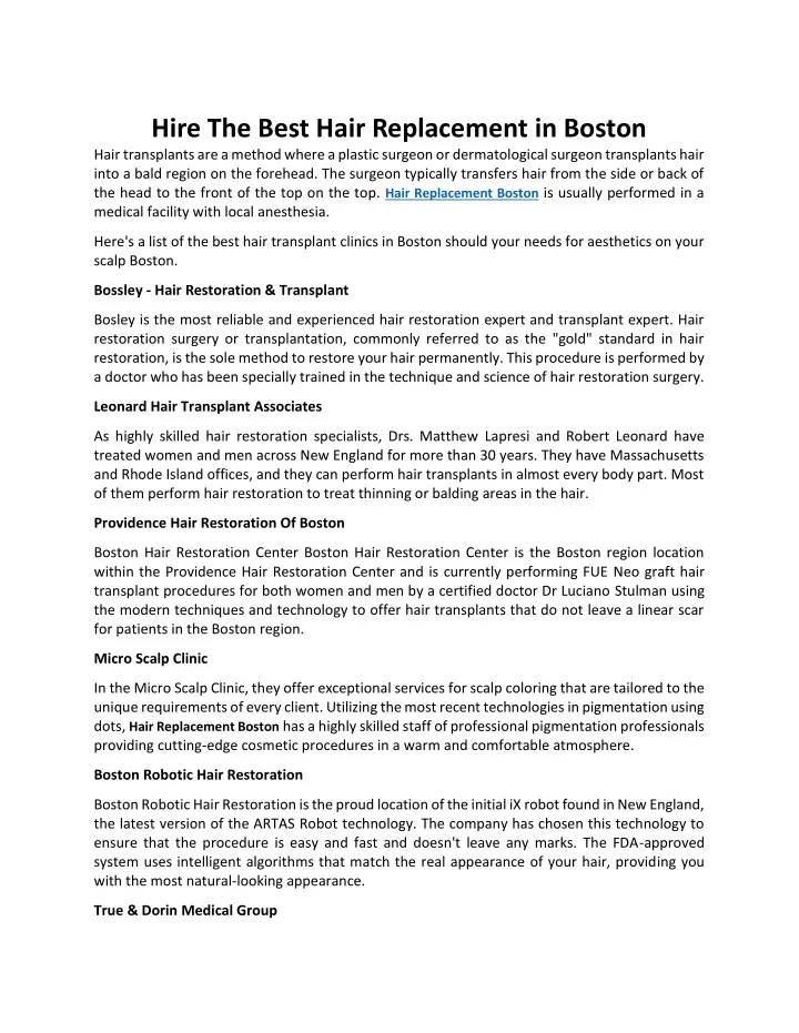 hire the best hair replacement in boston hair