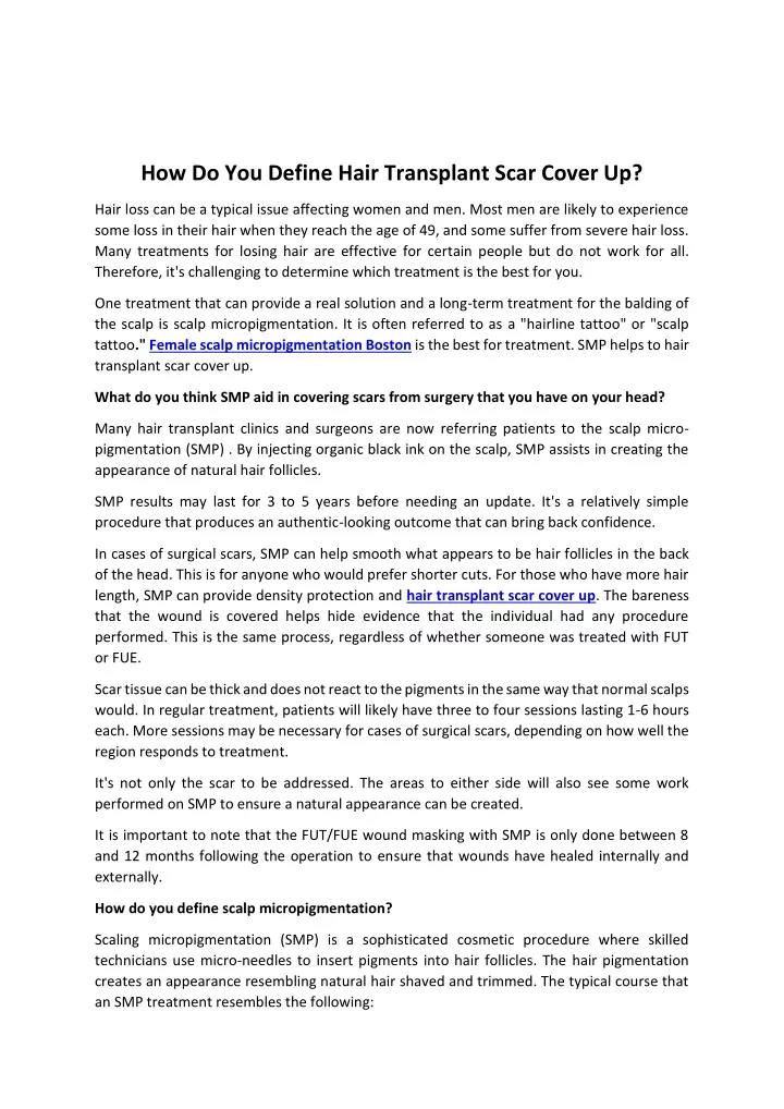 how do you define hair transplant scar cover up