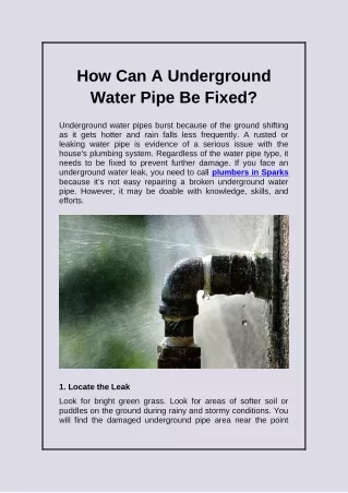 how can a underground water pipe be fixed