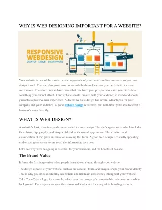 WHY IS WEB DESIGNING IMPORTANT FOR A WEBSITE