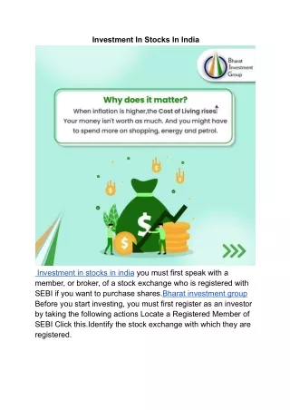 investment in stocks in india