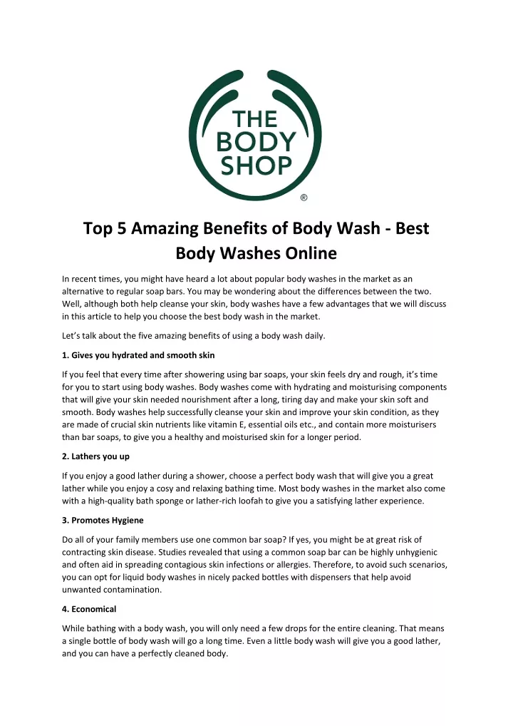 top 5 amazing benefits of body wash best body