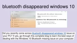 bluetooth disappeared windows 10