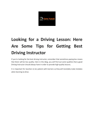 looking for a driving lesson here are some tips