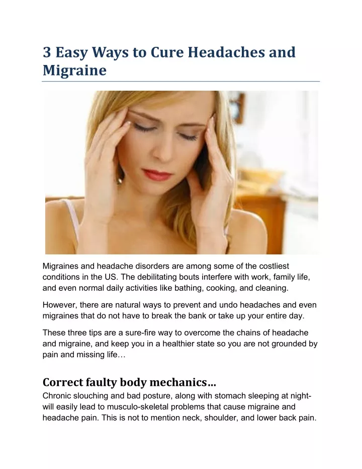 PPT - 3 Easy Ways To Cure Headaches And Migraine PowerPoint ...