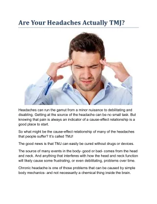 Are Your Headaches Actually TMJ