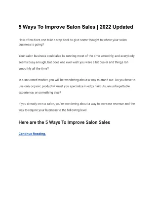5 Ways To Improve Salon Sales - 2022 Updated