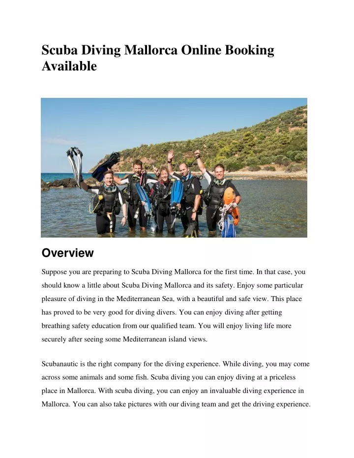 scuba diving mallorca online booking available
