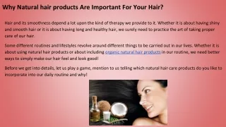 why natural hair products are important for your