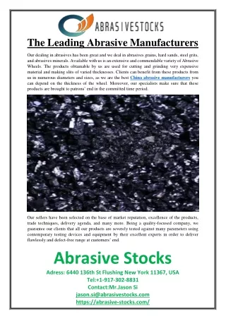 The Leading Abrasive Manufacturers