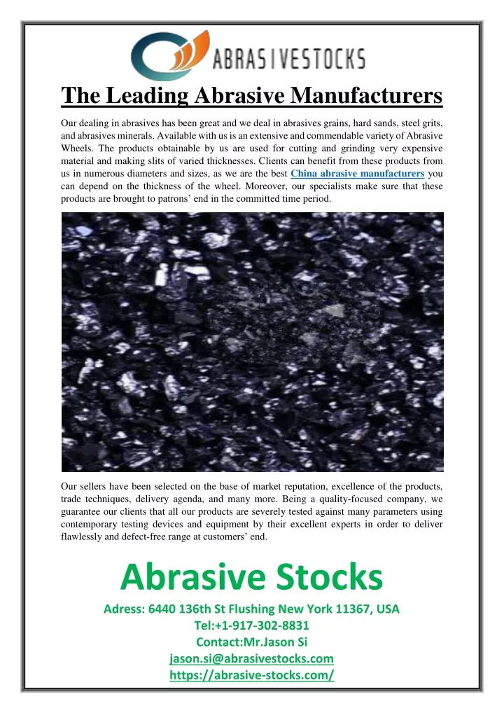 the leading abrasive manufacturers