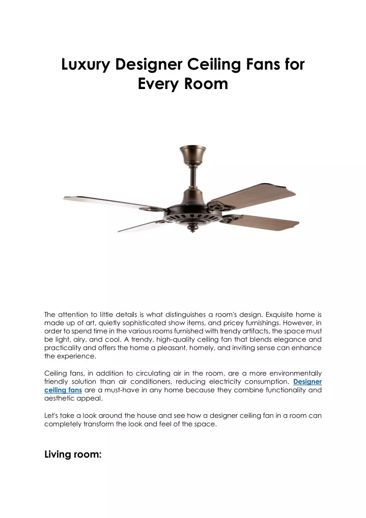 luxury designer ceiling fans for every room