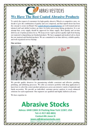 We Have The Best Coated Abrasive Products