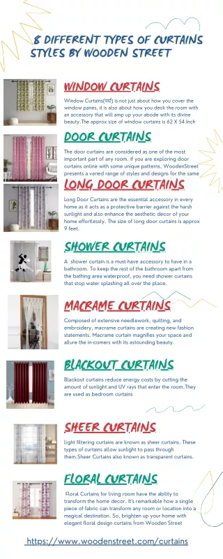 8 Different types of Curtains styles by Wooden Street