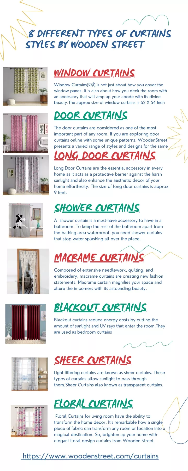 8 different types of curtains styles by wooden
