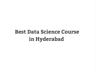 Best Data Science Course in Hyderabad