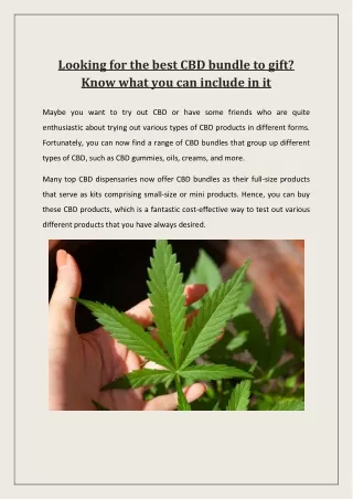 Looking for the best CBD bundle to gift Know what you can include in it