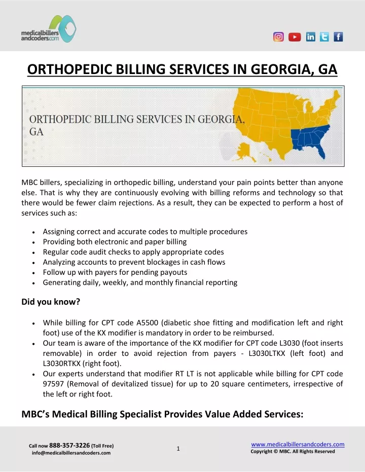 orthopedic billing services in georgia ga