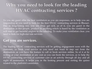 Why you need to look for the leading HVAC contracting services