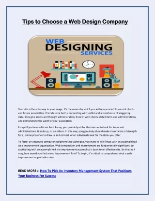 Tips to Choose a Web Design Company